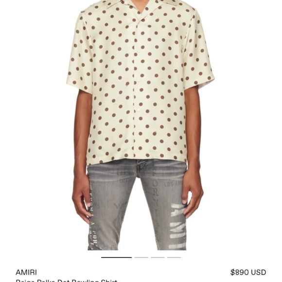 AMIRI Beige Polka Dot Bowling Shirt *Brand New* - Picture 1 of 3